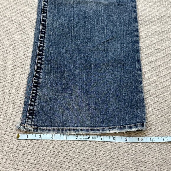 Silver Jeans Womens Blue Distressed Denim Tina Bootcut Double Button Waist Sz 32 - Picture 15 of 16
